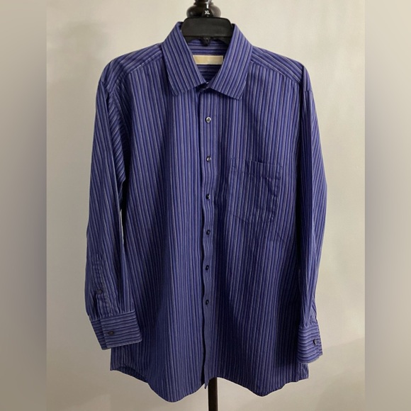 Michael Kors Men’s Blue Pinstripe Button Down Shirt – Size XL - Picture 1 of 6